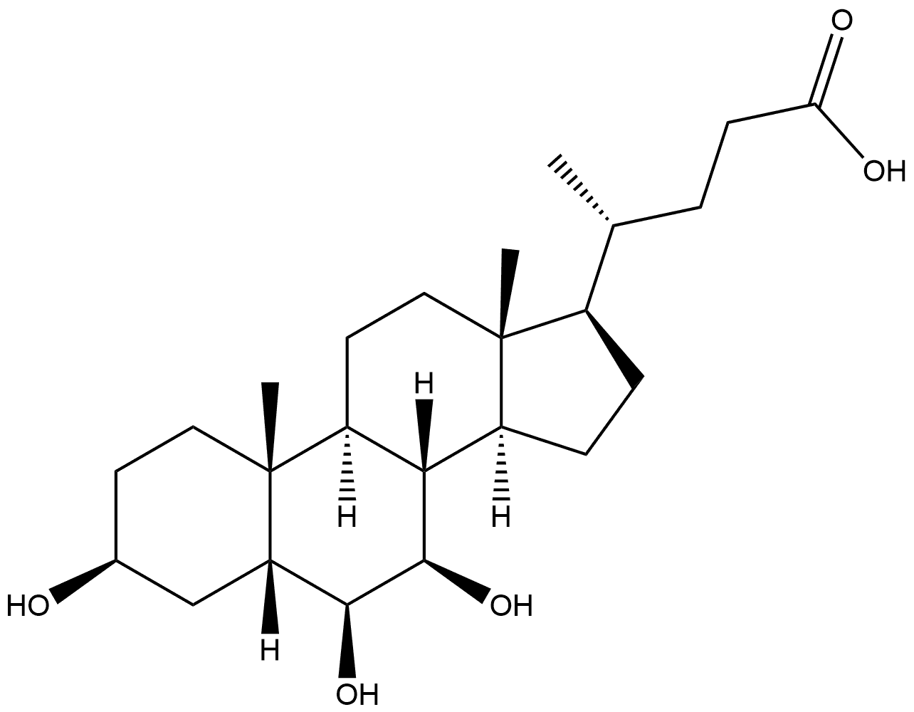 Cholan-24-oic acid, 3,6,7-trihydroxy-, (3β,5β,6β,7β)- (9CI) Structure