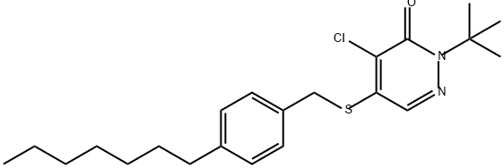 3(2H)-Pyridazinone, 4-chloro-2-(1,1-dimethylethyl)-5-[[(4-heptylphenyl)methyl]thio]- 구조식 이미지