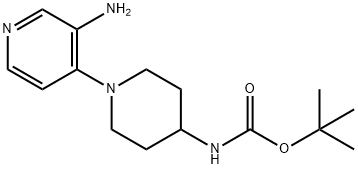 Carbamic acid, N-[1-(3-amino-4-pyridinyl)-4-piperidinyl]-, 1,1-dimethylethyl ester Structure