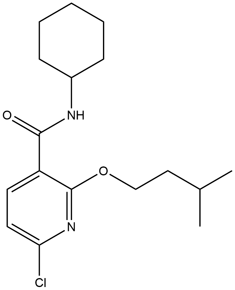 6-Chloro-N-cyclohexyl-2-(3-methylbutoxy)-3-pyridinecarboxamide Structure