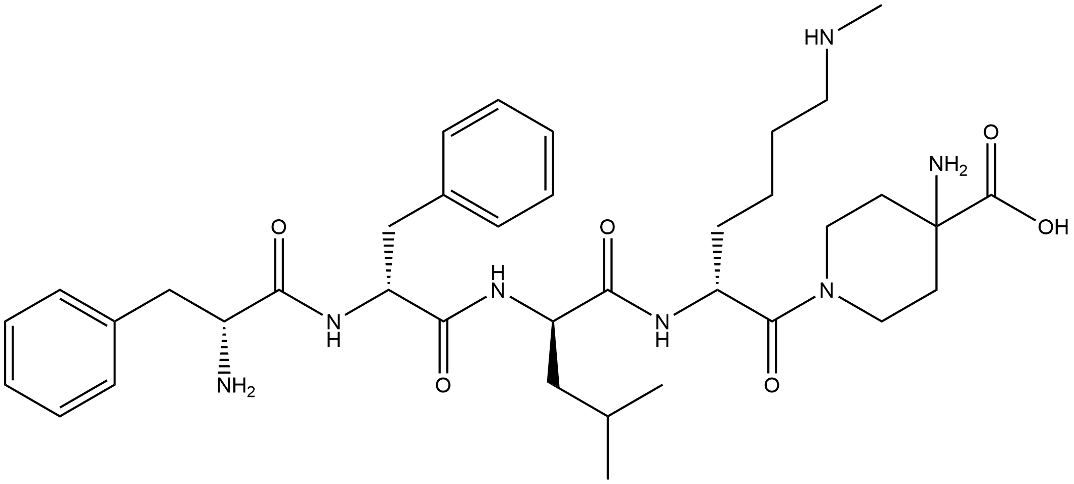 N1-(D-Phenylalanyl-D-phenylalanyl-D-leucyl-N6-methyl-D-lysyl)-4-amino-4-piperidinecarboxylic acid Structure