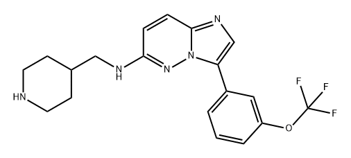 Imidazo[1,2-b]pyridazin-6-amine, N-(4-piperidinylmethyl)-3-[3-(trifluoromethoxy)phenyl]- 구조식 이미지