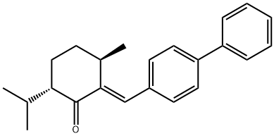 Cyclohexanone, 2-([1,1'-biphenyl]-4-ylmethylene)-3-methyl-6-(1-methylethyl)-, (2E,3R,6S)- Structure