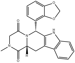 Pyrazino[1',2':1,6]pyrido[3,4-b]indole-1,4-dione, 6-(1,3-benzodioxol-4-yl)-2,3,6,7,12,12a-hexahydro-2-methyl-, (6R,12aR)- 구조식 이미지