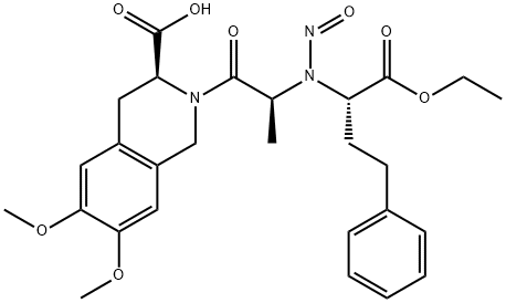 3(1H)-Isoquinolinecarboxylic acid, 2-[(2S)-2-[[(1S)-1-(ethoxycarbonyl)-3-phenylpropyl]nitrosoamino]-1-oxopropyl]-3,4-dihydro-6,7-dimethoxy-, (3S)- Structure