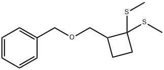 Benzene, [[[2,2-bis(methylthio)cyclobutyl]methoxy]methyl]- Structure