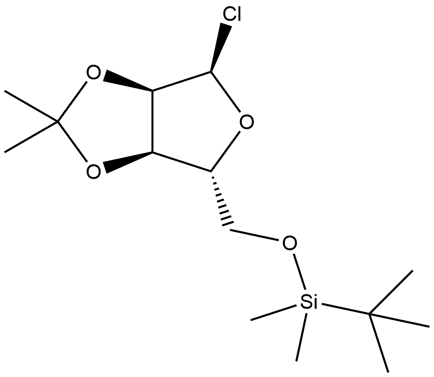 α-D-Ribofuranosyl chloride, 5-O-[(1,1-dimethylethyl)dimethylsilyl]-2,3-O-(1-methylethylidene)- Structure