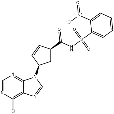 2-Cyclopentene-1-carboxamide, 4-(6-chloro-9H-purin-9-yl)-N-[(2-nitrophenyl)sulfonyl]-, (1S,4R)- Structure