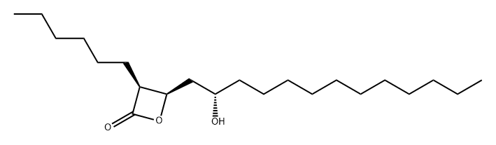 2-Oxetanone, 3-hexyl-4-[(2S)-2-hydroxytridecyl]-, (3S,4R)- Structure