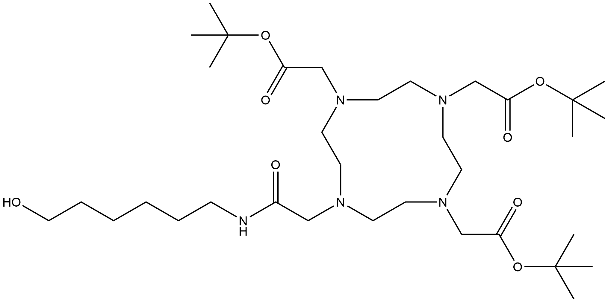 tri-tert-butyl 2,2',2''-(10-(2-((6-hydroxyhexyl)amino)-2-oxoethyl)-1,4,7,10-tetraazacyclododecane-1,4,7-triyl)triacetate Structure