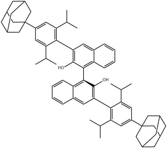 [1,1'-Binaphthalene]-2,2'-diol, 3,3'-bis[2,6-bis(1-methylethyl)-4-tricyclo[3.3.1.13,7]dec-1-ylphenyl]-, (1S)- Structure