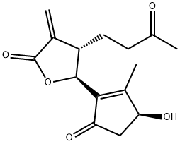 2(3H)-Furanone, dihydro-5-[(3S)-3-hydroxy-2-methyl-5-oxo-1-cyclopenten-1-yl]-3-methylene-4-(3-oxobutyl)-, (4S,5S)- 구조식 이미지