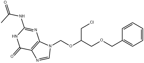 Acetamide, N-[9-[[1-(chloromethyl)-2-(phenylmethoxy)ethoxy]methyl]-6,9-dihydro-6-oxo-1H-purin-2-yl]- 구조식 이미지