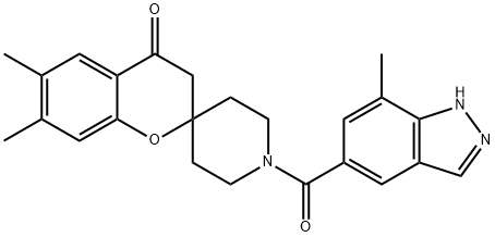 Spiro[2H-1-benzopyran-2,4'-piperidin]-4(3H)-one, 6,7-dimethyl-1'-[(7-methyl-1H-indazol-5-yl)carbonyl]- Structure