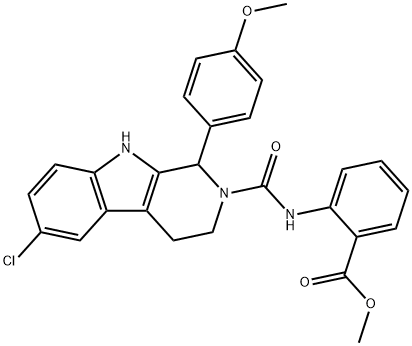 Benzoic acid, 2-[[[6-chloro-1,3,4,9-tetrahydro-1-(4-methoxyphenyl)-2H-pyrido[3,4-b]indol-2-yl]carbonyl]amino]-, methyl ester Structure