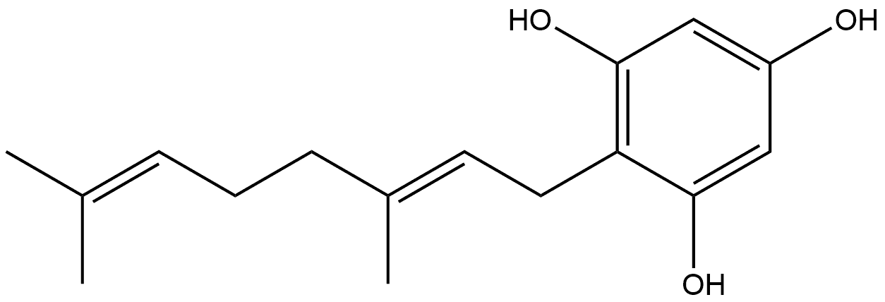 1,3,5-Benzenetriol, 2-[(2E)-3,7-dimethyl-2,6-octadien-1-yl]- Structure