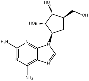 1,?2-?Cyclopentanediol, 3-?(2,?6-?diamino-?9H-?purin-?9-?yl)?-?5-?(hydroxymethyl)?-?, (1R,?2S,?3R,?5R)?- Structure