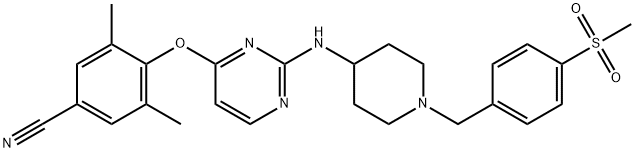 Benzonitrile, 3,5-dimethyl-4-[[2-[[1-[[4-(methylsulfonyl)phenyl]methyl]-4-piperidinyl]amino]-4-pyrimidinyl]oxy]- 구조식 이미지