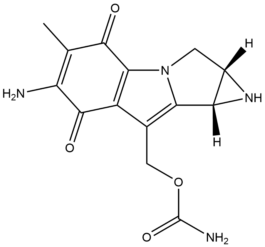 (1aS,8bS)-6-Amino-8-[[(aminocarbonyl)oxy]methyl]-1,1a,2,8b-tetrahydro-5-methylazirino[2′,3′:3,4]pyrrolo[1,2-a]indole-4,7-dione Structure