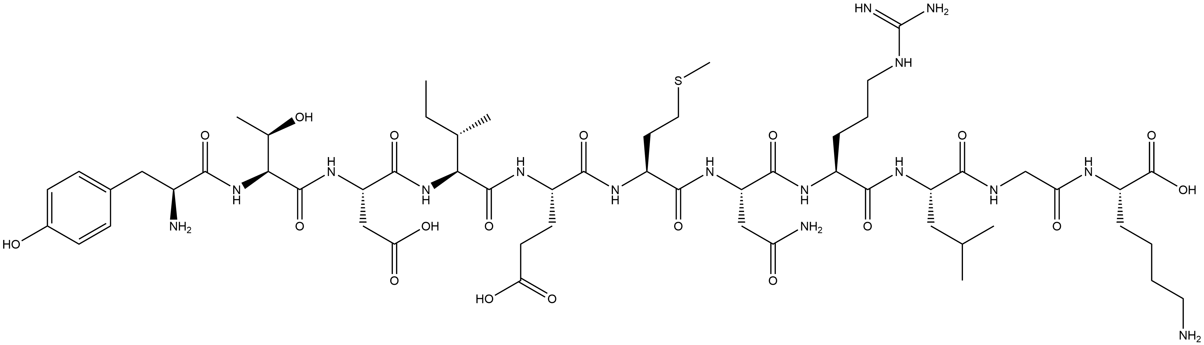 L-Lysine, L-tyrosyl-L-threonyl-L-α-aspartyl-L-isoleucyl-L-α-glutamyl-L-methionyl-L-asparaginyl-L-arginyl-L-leucylglycyl- Structure