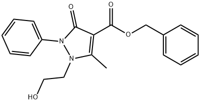 1H-Pyrazole-4-carboxylic acid, 2,3-dihydro-1-(2-hydroxyethyl)-5-methyl-3-oxo-2-phenyl-, phenylmethyl ester Structure