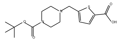 1-Piperazinecarboxylic acid, 4-[(5-carboxy-2-thienyl)methyl]-, 1-(1,1-dimethylethyl) ester Structure