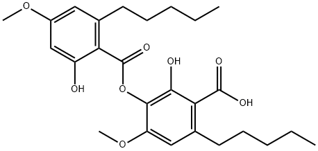Benzoic acid, 2-hydroxy-3-[(2-hydroxy-4-methoxy-6-pentylbenzoyl)oxy]-4-methoxy-6-pentyl- 구조식 이미지
