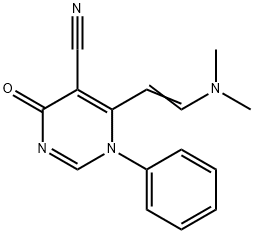 5-Pyrimidinecarbonitrile, 6-[2-(dimethylamino)ethenyl]-1,4-dihydro-4-oxo-1-phenyl- Structure