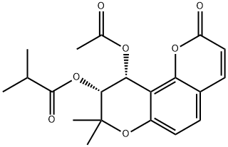 8,8-Dimethyl-9α-(isobutyryloxy)-10α-acetoxy-9,10-dihydro-2H,8H-benzo[1,2-b:3,4-b']dipyran-2-one Structure