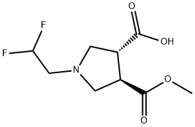 3,4-Pyrrolidinedicarboxylic acid, 1-(2,2-difluoroethyl)-, 3-methyl ester, (3R,4R)- Structure