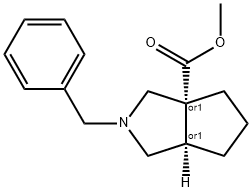 Cyclopenta[c]pyrrole-3a(1H)-carboxylic acid, hexahydro-2-(phenylmethyl)-, methyl ester, (3aR,6aR)-rel- 구조식 이미지