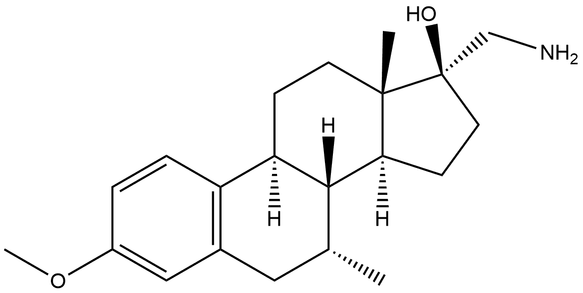 Estra-1,3,5(10)-trien-17-ol, 17-(aminomethyl)-3-methoxy-7-methyl-, (7α,17β)- (9CI) 구조식 이미지