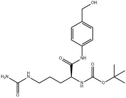 Carbamic acid, N-[(1S)-4-[(aminocarbonyl)amino]-1-[[[4-(hydroxymethyl)phenyl]amino]carbonyl]butyl]-, 1,1-dimethylethyl ester 구조식 이미지