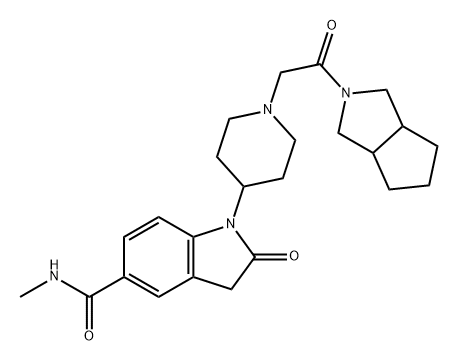 1H-Indole-5-carboxamide, 1-[1-[2-(hexahydrocyclopenta[c]pyrrol-2(1H)-yl)-2-oxoethyl]-4-piperidinyl]-2,3-dihydro-N-methyl-2-oxo- Structure