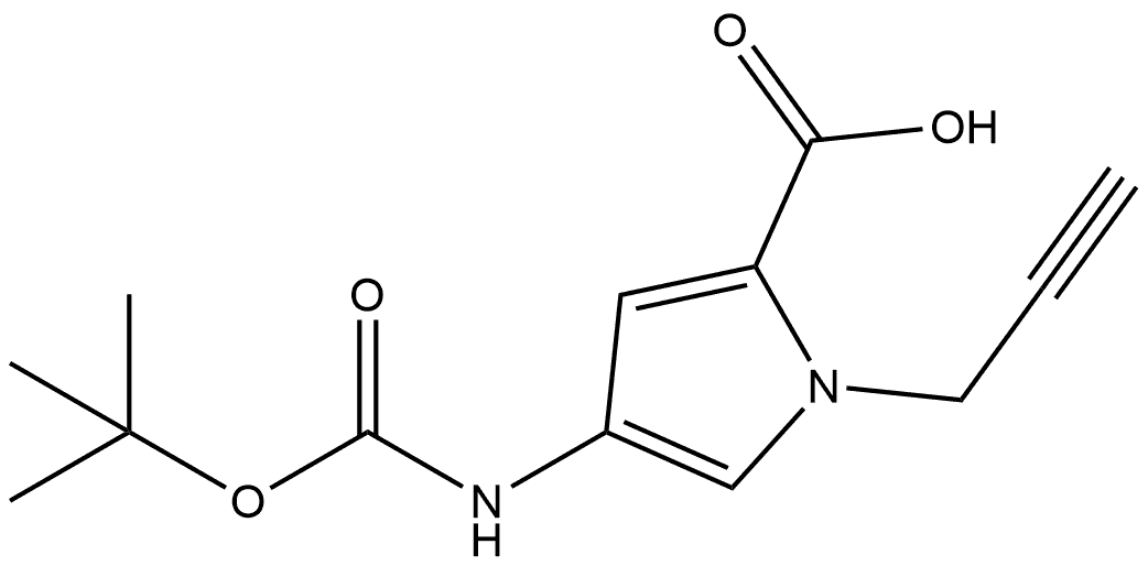 4-((tert-butoxycarbonyl)amino)-1-(prop-2-yn-1-yl)-1H-pyrrole-2-carboxylic acid Structure