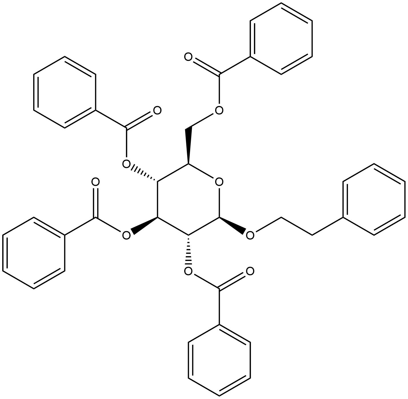 β-D-Glucopyranoside, 2-phenylethyl, 2,3,4,6-tetrabenzoate Structure