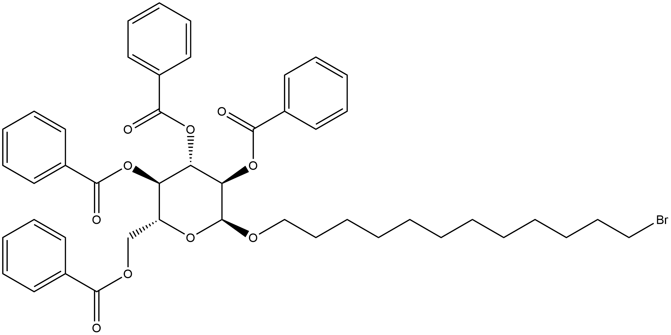 α-D-Glucopyranoside, 12-bromododecyl, 2,3,4,6-tetrabenzoate Structure