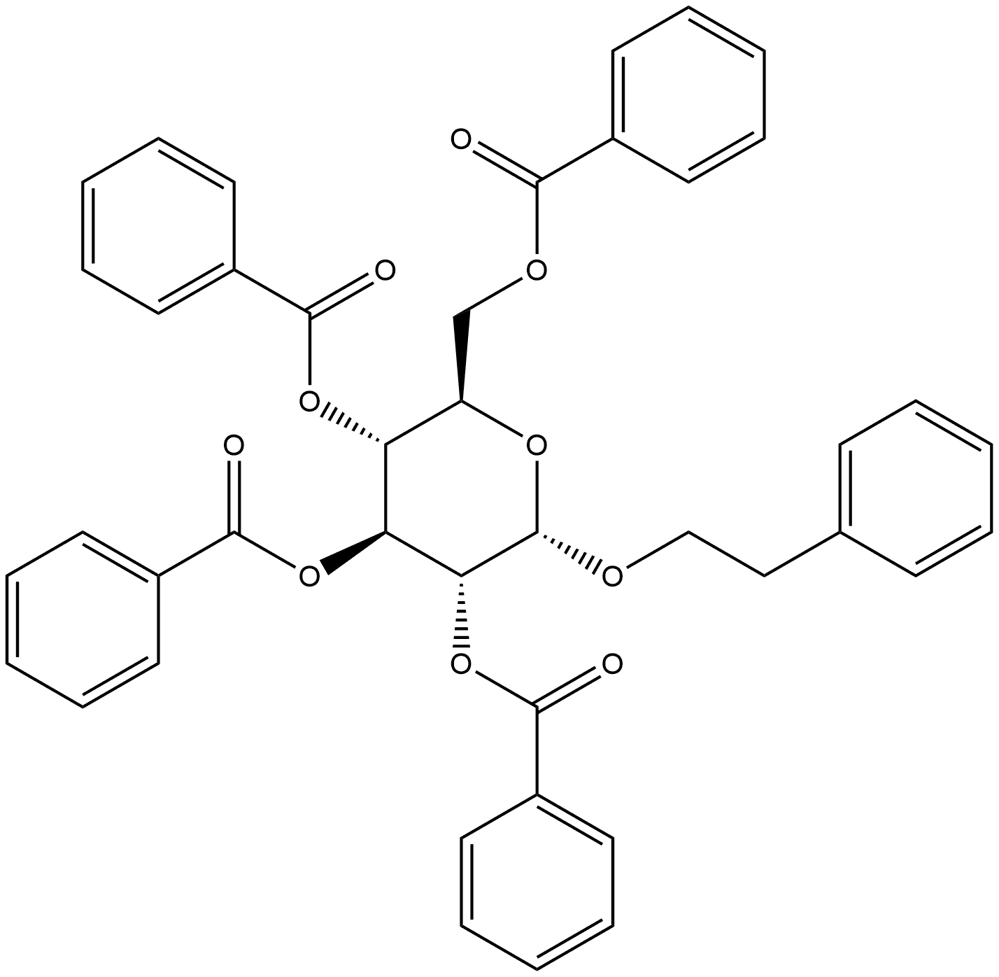 α-D-Glucopyranoside, 2-phenylethyl, 2,3,4,6-tetrabenzoate Structure