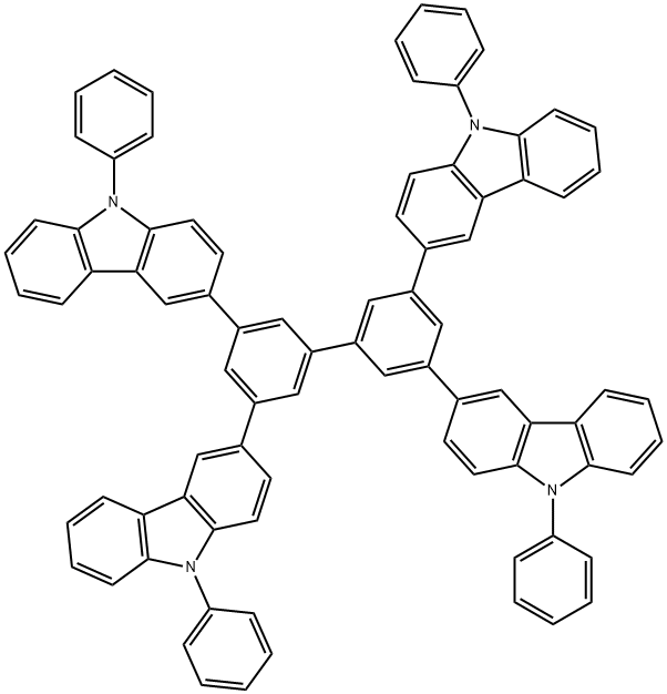 9H-Carbazole, 3,3',3'',3'''-[1,1'-biphenyl]-3,3',5,5'-tetrayltetrakis[9-phenyl- Structure