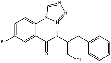 Benzamide, 5-bromo-N-[1-(hydroxymethyl)-2-phenylethyl]-2-(1H-tetrazol-1-yl)- Structure