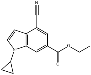 1H-Indole-6-carboxylic acid, 4-cyano-1-cyclopropyl-, ethyl ester Structure