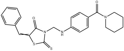 (5Z)-5-benzylidene-3-[[[4-(piperidine-1-carbonyl)phenyl]amino]methyl]- 2-sulfanylidene-thiazolidin-4-one 구조식 이미지