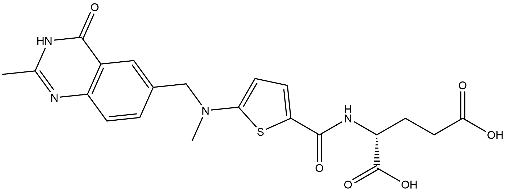 D-Glutamic acid, N-[[5-[[(3,4-dihydro-2-methyl-4-oxo-6-quinazolinyl)methyl]methylamino]-2-thienyl]carbonyl]- Structure