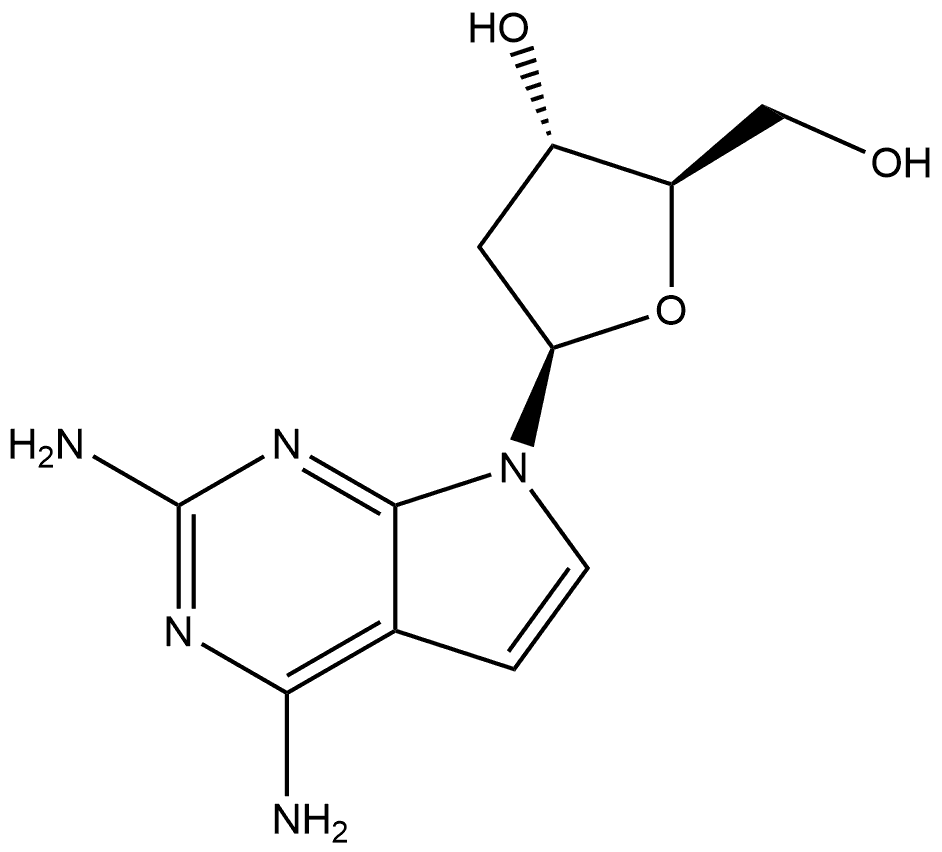 7H-Pyrrolo[2,3-d]pyrimidine-2,4-diamine, 7-(2-deoxy-β-D-erythro-pentofuranosyl)- Structure