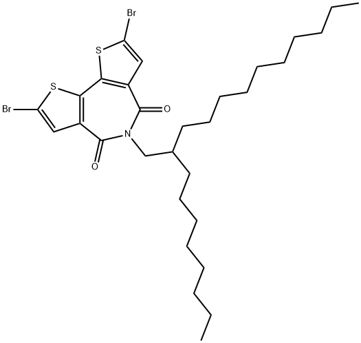 4H-Dithieno[3,2-c:2',3'-e]azepine-4,6(5H)-dione, 2,8-dibromo-5-(2-octyldodecyl)- 구조식 이미지