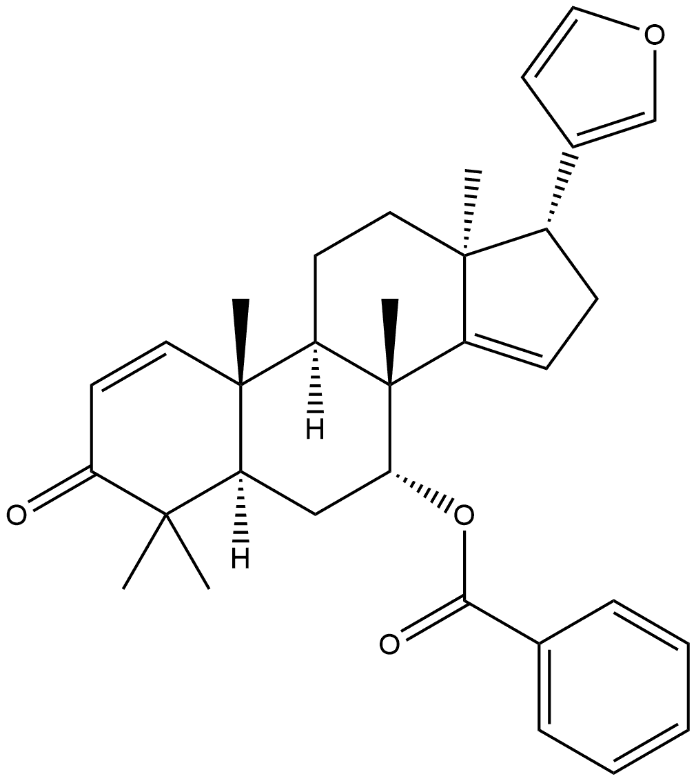 24-Norchola-1,14,20,22-tetraen-3-one, 7-(benzoyloxy)-21,23-epoxy-4,4,8-trimethyl-, (5α,7α,13α,17α)- Structure