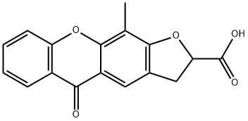 5H-Furo[3,2-b]xanthene-2-carboxylic acid, 2,3-dihydro-11-methyl-5-oxo- 구조식 이미지