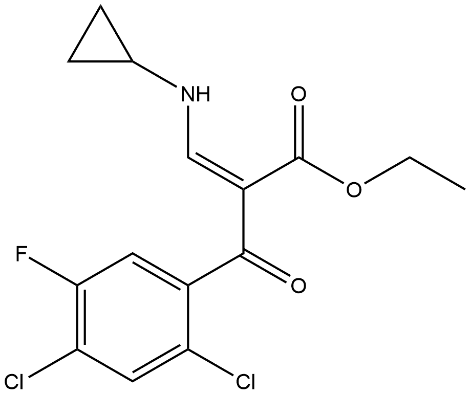 Benzenepropanoic acid, 2,4-dichloro-α-[(cyclopropylamino)methylene]-5-fluoro-β-oxo-, ethyl ester, (αZ)- 구조식 이미지