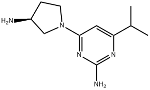 2-Pyrimidinamine, 4-[(3S)-3-amino-1-pyrrolidinyl]-6-(1-methylethyl)- Structure