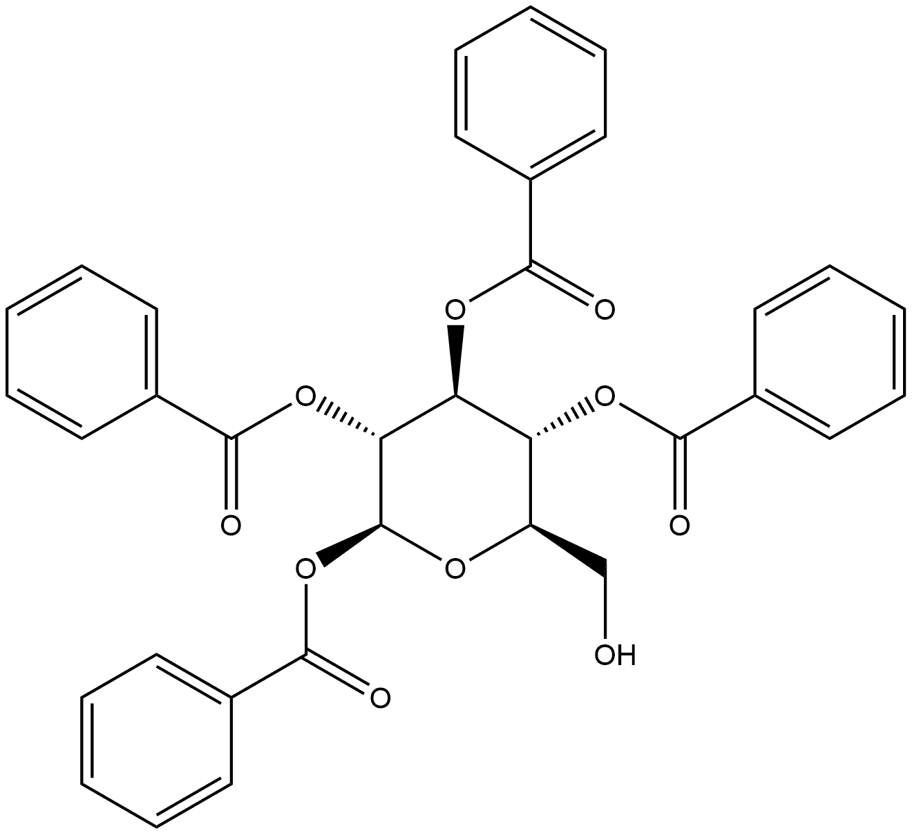 β-D-Glucopyranose, 1,2,3,4-tetrabenzoate 구조식 이미지